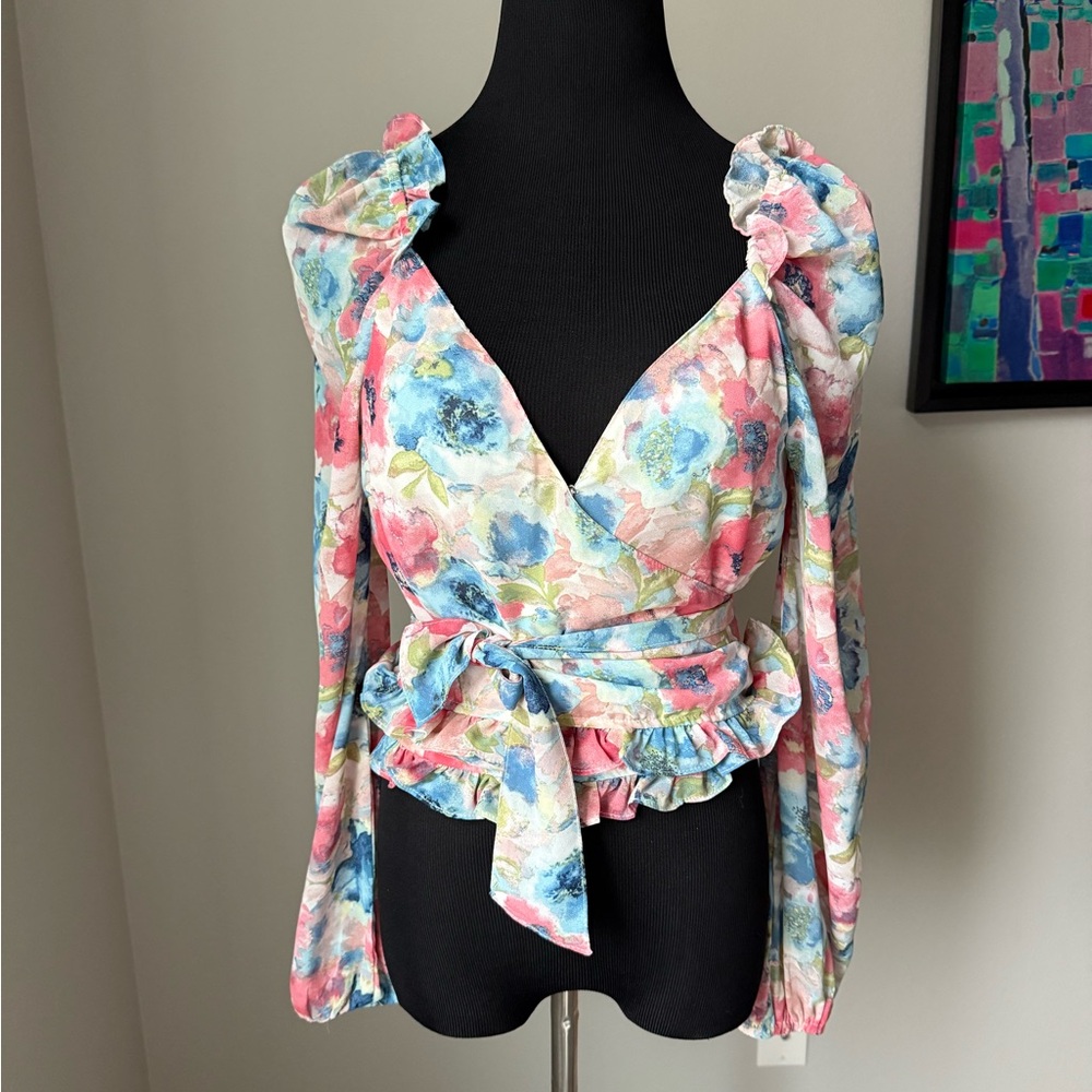 Vici Floral Wrap Blouse